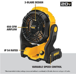 DEWALT 20V MAX Jobsite Fan, Cordless, Portable, Bare Tool Only (DCE512B)
