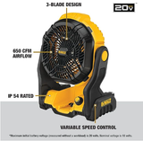 DEWALT 20V MAX Jobsite Fan, Cordless, Portable, Bare Tool Only (DCE512B)